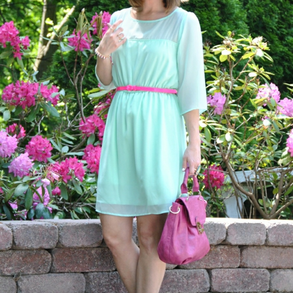 Everly Mint Green Dress with sheer details